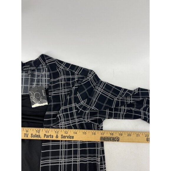 NWT Ava & Grace Women's Black Plaid 3/4 Sleeve Layered Top Blouse Size PS - Picture 9 of 11